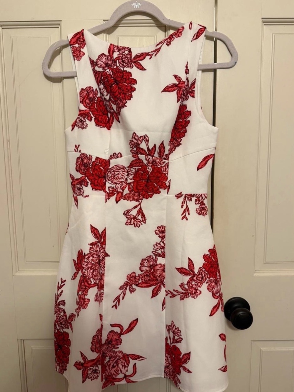 Hello Molly White Dress with Red Floral Print